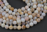 Natural Smokey Dendrite Opal- High Quality in Faceted Round- 4mm, 6mm, 8mm, 10mm, 12mm-Full Strand 15.5 inch Strand Gemstone Beads