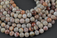 Natural Mexican Crazy Laced Agate Round 4mm, 6mm, 8mm, 10mm, 12mm, 14mm -Full Strand 15.5 inch Strand Smooth Gemstone Beads