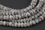 Natural Gray Spotted Jasper, High Quality in Roundel, 6mm, 8mm, 10mm, 12mm- Full 15.5 Inch Strand Smooth Gemstone Beads