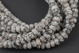 Natural Gray Spotted Jasper, High Quality in Roundel, 6mm, 8mm, 10mm, 12mm- Full 15.5 Inch Strand Smooth Gemstone Beads