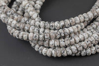 Natural Gray Spotted Jasper, High Quality in Roundel, 6mm, 8mm, 10mm, 12mm- Full 15.5 Inch Strand Smooth Gemstone Beads