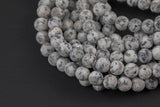 Natural Gray Spotted Jasper, High Quality in Matte Round-Full Strand 15.5 inch Strand- 4mm, 6mm, 8mm, 10mm, 12mm Gemstone Beads