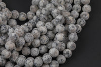 Natural Gray Spotted Jasper, High Quality in Matte Round-Full Strand 15.5 inch Strand- 4mm, 6mm, 8mm, 10mm, 12mm Gemstone Beads