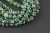 Natural Green Spot Dalmatian Jasper- Faceted Round sizes. 4mm, 6mm, 8mm, 10mm, 12mm, 14mm- Full 15.5 Inch Strand- Gemstone Beads