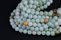 Natural Soft Green Burmese Jade Burma Jade 4mm 6mm 8mm 10mm 12mm Soft Green Pale Polished Round Beads 15.5" Strand Gemstone Beads