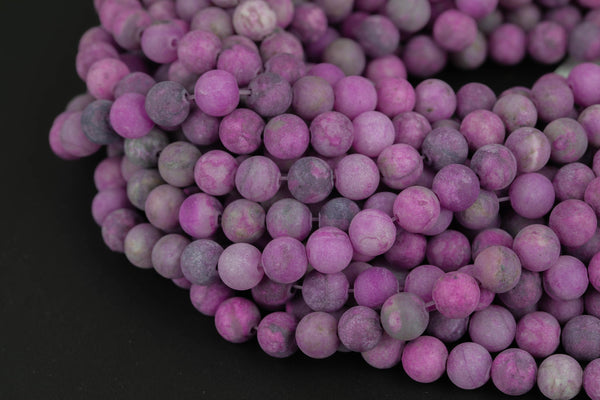 Natural Purple Lepidolite Matte Round. 4mm, 6mm, 8mm, 10mm, 12mm-Full Strand 15.5 inch Strand Gemstone Beads