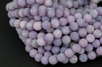 Natural Lilac Violet Purple Lepidolite 4mm 6mm 8mm 10mm Matte Round Beads 15.5" Strand Gemstone Beads