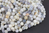 Natural African White Dendritic Opal 6mm 8mm Matte Round Beads Creamy White Beige Taupe Opal Gemstone 15.5" Strand Gemstone Beads