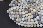 Natural African White Dendritic Opal 6mm 8mm Matte Round Beads Creamy White Beige Taupe Opal Gemstone 15.5" Strand Gemstone Beads