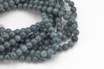 Blue Gray Jade, High Quality in Smooth Round- 6mm, 8mm, 10mm, 12mm -Full Strand 15.5 inch Strand AAA Quality