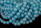 Aquamarine- JADE Faceted Round -Full Strand 15.5 inch Strand, 4mm, 6mm, 8mm, 12mm, or 14mm Beads-Full Strand 15.5 inch Strand