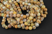 Natural Honey Dendrite Opal Beads - Round - 6mm 8mm 10mm or 12mm - Full 15.5" 15.5 inch strands Smooth Gemstone Beads