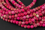 Fusia AFRICAN Sea Sediment Jasper smooth round sizes 4mm, 6mm, 8mm, 10mm, 12mm- Full 15.5 Inch Strand- AAA Quality Gemstone Beads