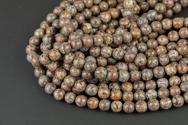 Natural Red Snow Jasper, High Quality in Faceted Round, 4mm, 6mm, 8mm, 10mm, 12mm Gemstone Beads