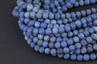 Natural Russian Matte Dumortierite, High Quality in Round, 6mm, 8mm, 10mm, 12mm Smooth Gemstone Beads