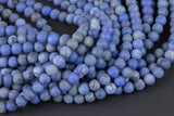 Natural Russian Matte Dumortierite, High Quality in Round, 6mm, 8mm, 10mm, 12mm Smooth Gemstone Beads