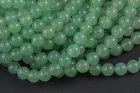 Natural Green Aventurine Adventrine, High Quality in Round, 4mm, 6mm, 10mm, 12mm- Full 15.5 Inch Strand- Smooth Gemstone Beads