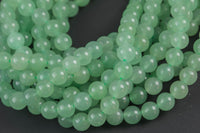 Natural Green Aventurine Adventrine, High Quality in Round, 4mm, 6mm, 10mm, 12mm- Full 15.5 Inch Strand- Smooth Gemstone Beads