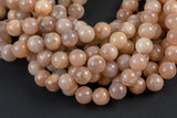 Natural Sunstone Pink Moonstone Beads High Quality in Round- 4mm, 6mm, 8mm, 10mm, 12mm- Beautiful Light Color 15.5 - 16" AAA Quality