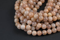 Natural Sunstone Pink Moonstone Beads High Quality in Round- 4mm, 6mm, 8mm, 10mm, 12mm- Beautiful Light Color 15.5 - 16" AAA Quality