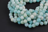 Natural AMAZONITE faceted round sizes, 4mm, 6mm, 8mm, 10mm, 12mm, 14mm- Full 15.5 Inch Strand