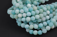 RUSSIAN AMAZONITE MATTE Frosted Round sizes 4mm, 6mm, 8mm, 10mm, 12mm, 14mm- Full Strand- 15.5 Inches-Frosty Matte Finish - Full Strand A