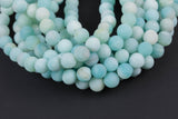 RUSSIAN AMAZONITE MATTE Frosted Round sizes 4mm, 6mm, 8mm, 10mm, 12mm, 14mm- Full Strand- 15.5 Inches-Frosty Matte Finish - Full Strand A