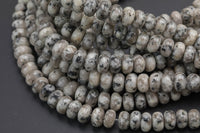 Natural Gray Spotted Jasper, High Quality in Roundel, 6mm, 8mm, 10mm, 12mm- Full 15.5 Inch Strand Smooth Gemstone Beads