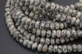 Natural Gray Spotted Jasper, High Quality in Roundel, 6mm, 8mm, 10mm, 12mm- Full 15.5 Inch Strand Smooth Gemstone Beads