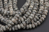 Natural Gray Spotted Jasper, High Quality in Roundel, 6mm, 8mm, 10mm, 12mm- Full 15.5 Inch Strand Smooth Gemstone Beads