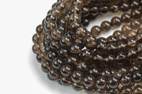 Natural Smokey Quartz beads, Round, Full Strand, 4mm, 6mm, 10mm, or 12mm beads Smooth
