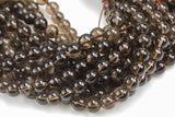 Natural Smokey Quartz beads, Round, Full Strand, 4mm, 6mm, 10mm, or 12mm beads Smooth