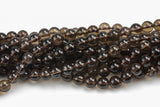 Natural Smokey Quartz beads, Round, Full Strand, 4mm, 6mm, 10mm, or 12mm beads Smooth