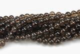 Natural Smokey Quartz beads, Round, Full Strand, 4mm, 6mm, 10mm, or 12mm beads Smooth