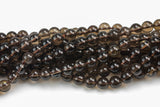 Natural Smokey Quartz beads, Round, Full Strand, 4mm, 6mm, 10mm, or 12mm beads Smooth