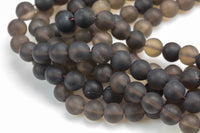 Natural Smokey Quartz beads, Matte Round, Full Strand, 4mm, 6mm, 10mm, or 12mm beads Gemstone Beads