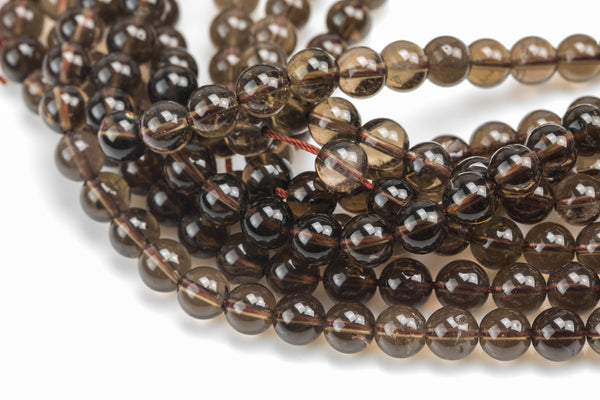 Natural Smokey Quartz beads, Round, Full Strand, 4mm, 6mm, 10mm, or 12mm beads Smooth