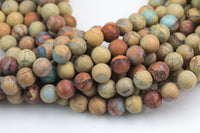 Natural Matte AFRICAN OPAL Sea Sediment Jasper Round sizes 4mm, 6mm, 8mm, 10mm, 12mm - - Full 15.5 Inch Strand- Gemstone Beads