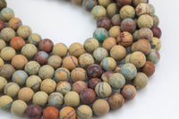 Natural Matte AFRICAN OPAL Sea Sediment Jasper Round sizes 4mm, 6mm, 8mm, 10mm, 12mm - - Full 15.5 Inch Strand- Gemstone Beads