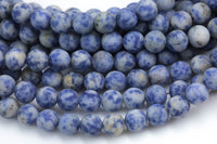 Natural Matte Sodalite, High Quality in Matte Round- 4mm, 6mm, 8mm, 10mm, 12mm- Full 16 inch Strand Gemstone Beads