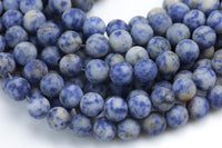 Natural Matte Sodalite, High Quality in Matte Round- 4mm, 6mm, 8mm, 10mm, 12mm- Full 16 inch Strand Gemstone Beads