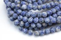 Natural Matte Sodalite, High Quality in Matte Round- 4mm, 6mm, 8mm, 10mm, 12mm- Full 16 inch Strand Gemstone Beads