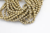 Titanium Pyrite- PYRITE-COLOR Light Gold Hematite Faceted Round 2mm, 3mm, 4mm, 6mm, 8mm-Full Strand 15.5 inch Strand