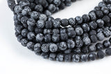 Natural Matte Snowflake Obsidian Grade AAA Round-4mm, 6mm, 8mm, 10mm, 12mm- Full 15.5 Inch Strand AAA Quality Gemstone Beads