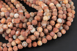 Natural Laguna Lace Agate 4mm 6mm 8mm 10mm Matte Round Red Orange Cream Grey Beads From Mexico 15.5" Strand Gemstone Beads