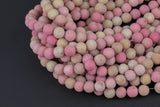 Natural Rhodonite High Quality in Matte Round 4mm, 6mm, 8mm, 10mm, 12mm, 14mm- Full 15.5 Inch Strand AAA Quality Gemstone Beads