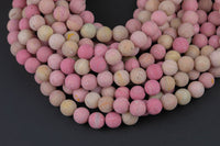 Natural Rhodonite High Quality in Matte Round 4mm, 6mm, 8mm, 10mm, 12mm, 14mm- Full 15.5 Inch Strand AAA Quality Gemstone Beads