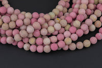 Natural Rhodonite High Quality in Matte Round 4mm, 6mm, 8mm, 10mm, 12mm, 14mm- Full 15.5 Inch Strand AAA Quality Gemstone Beads