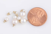 USA Gold Filled Natural Dainty Pearl Charms Drop Pendant Handmade 3mm-6mm. Made w Natural FreshwaterPearl
