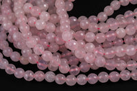 Natural Rose Quartz Beads Faceted Round 4mm, 6mm, 8mm, 10mm, 12mm High Quality - Full 15.5 Inch Strand AAA Quality Gemstone Beads